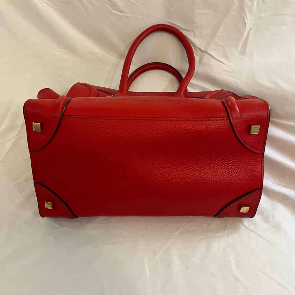 CELINE Luggage Micro 189793 Handbag Red Calfskin Women's Men's - Picture 8 of 8